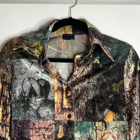 Fendi 3/4 Sleeve Button Front Leather Lace Up Sleeves Wearable Art Size 8 - Picture 3 of 11